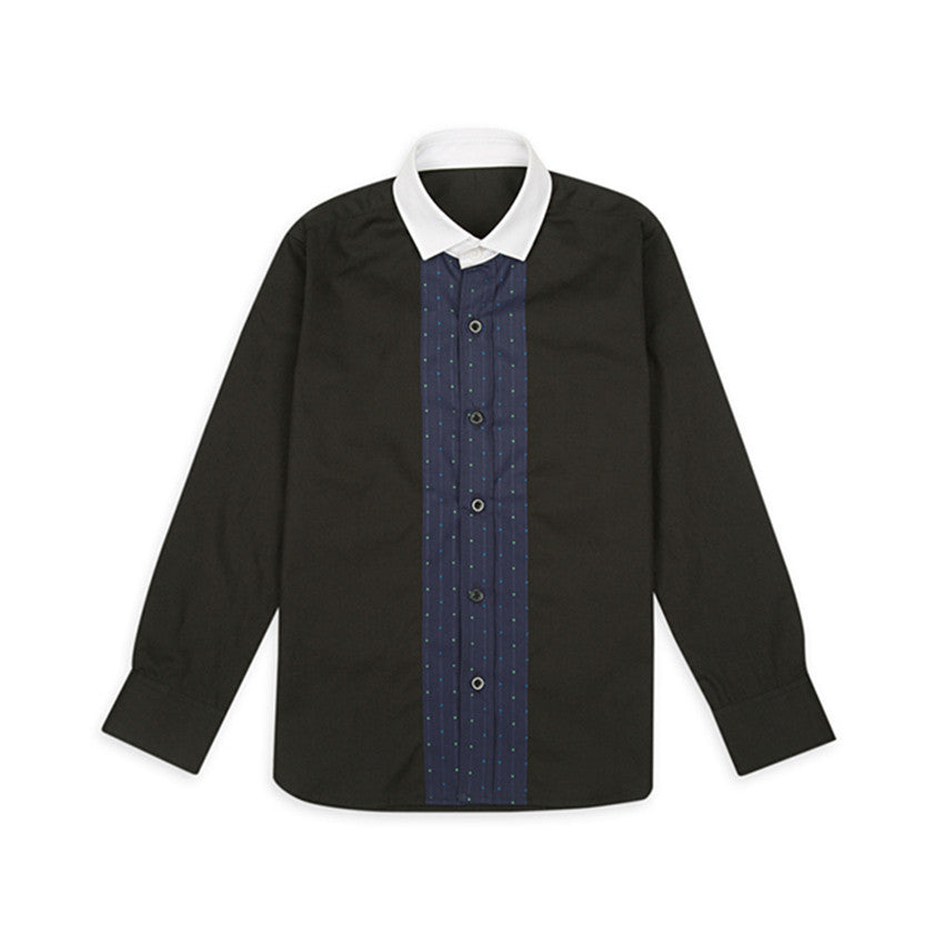 Black with White Collar Boys Shirt