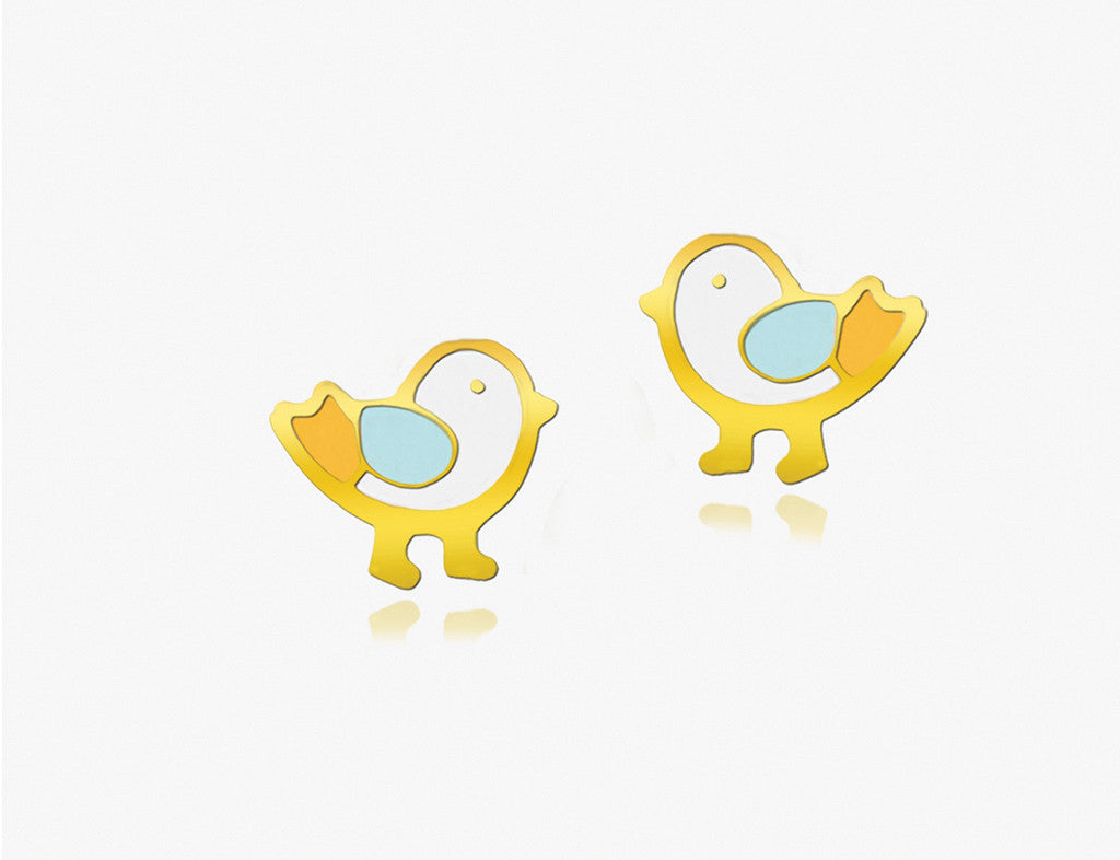 18K Gold The Bird Who Loved to Tweet Earrings <br> Storybook Collection<br> <span style="font-size: 10px;">More Colours Available</span>