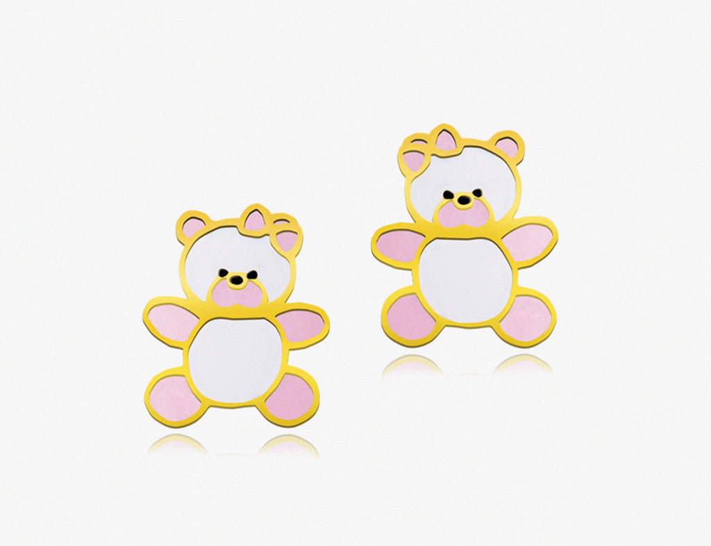 18K Hush Hush Little Bear 2 Earrings <br> Storybook Collection