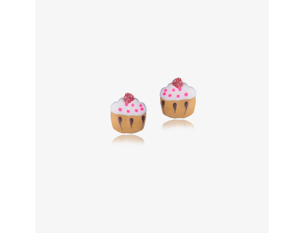 925 Sterling Silver My Vanilla Cupcake Earrings <br> Pop Art Silver Collection