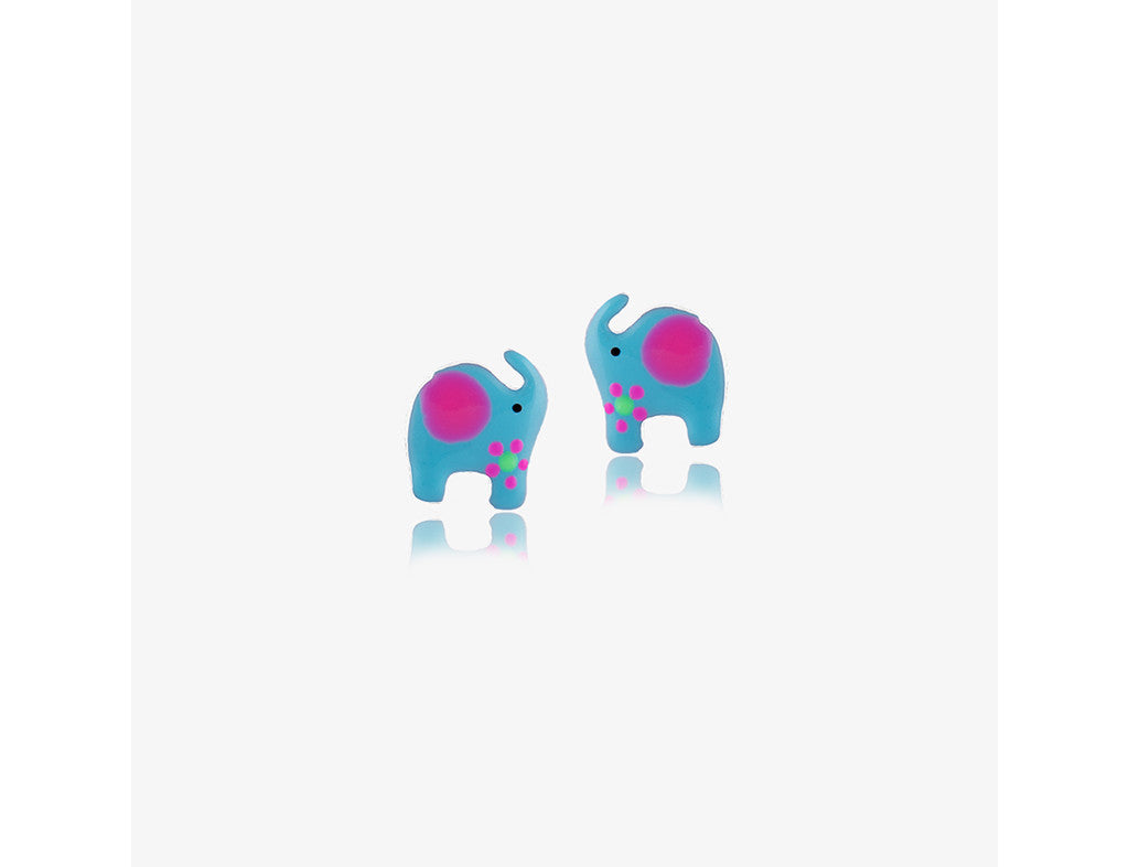 925 Sterling Silver Pop Elephants Earrings <br> Pop Art Silver Collection