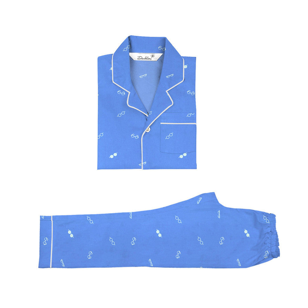 Kid's Pyjama Set - Notched Collar <br> Spectacles <br> <span style="font-size: 11px; font-family:Helvetica,Arial,sans-serif;">Can Be Personalised</span>