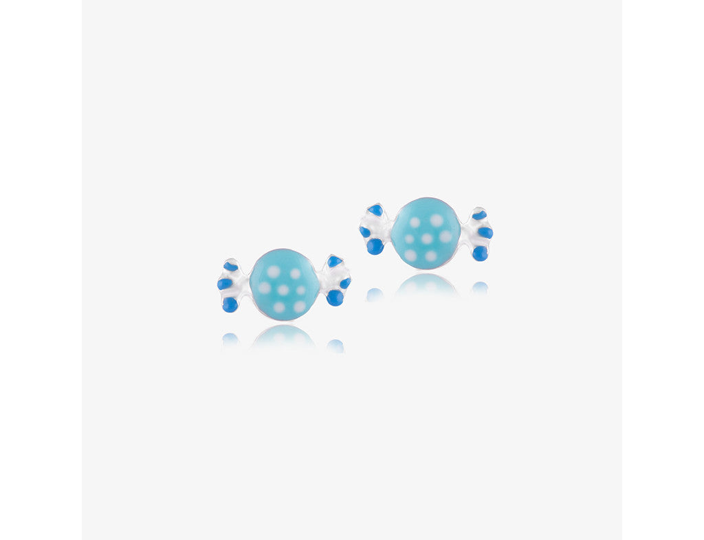 925 Sterling Silver Truly Toffee(Blue) Earrings <br> Pop Art Silver Collection