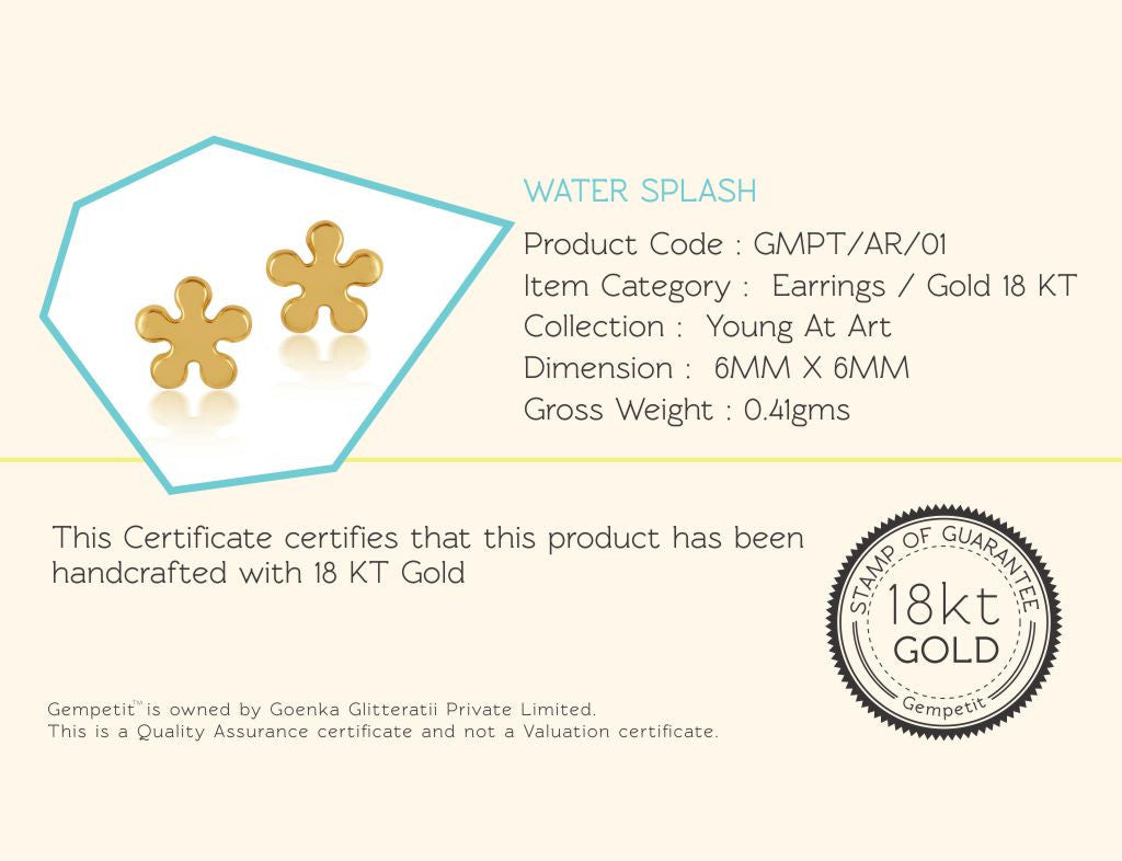 18K Gold Water Splash Earrings <br> Young at Art Collection