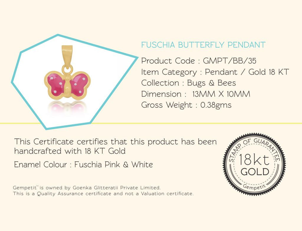 18K Gold Fuschia Butterfly Pendant <br> Bugs & Bees Collection