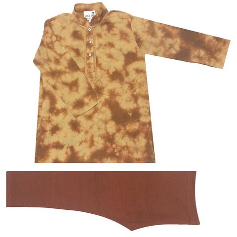 Krishna Mehta Brown & Khakhi Tie Dye Kurta Set