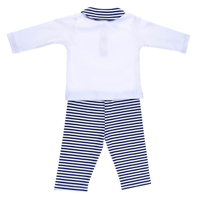 White & Blue Stripe Boy Set