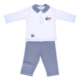 White & Blue Stripe Boy Set