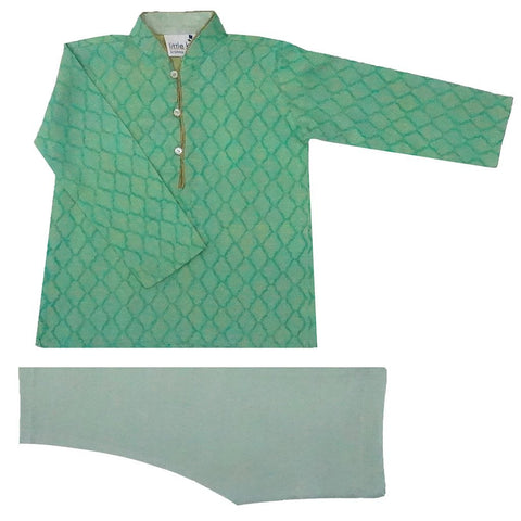 Krishna Mehta Printed Sea Green Kurta Set