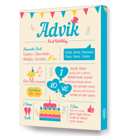 Canvas 1st Birthday Milestone Frame <br> Boy