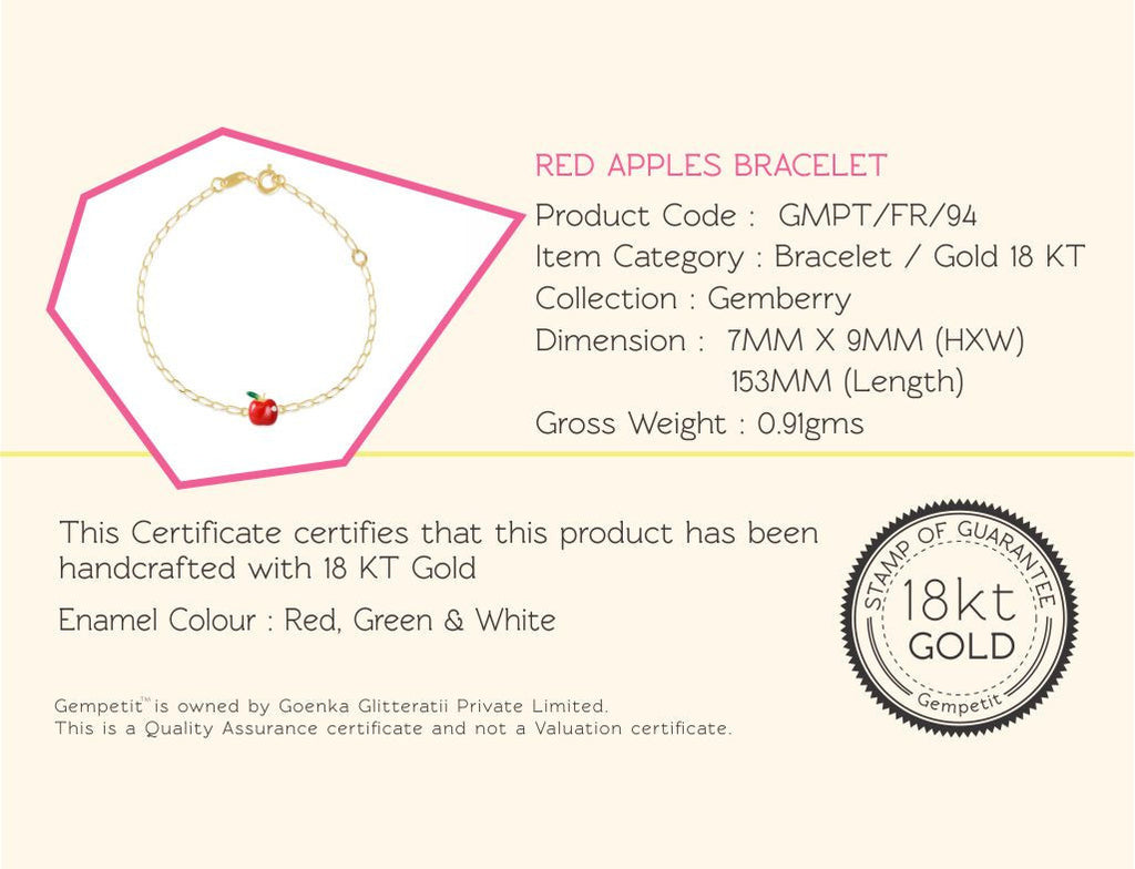 18K Gold Red Apple Bracelet <br> Gemberry Collection