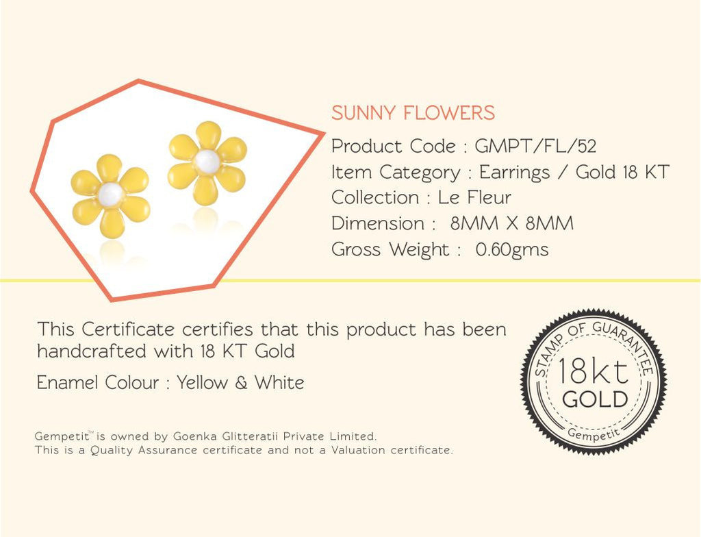 18K Gold Sunny Flower Earrings <br> Le Fleur Collection