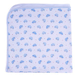 Receiving Blanket, Printed Blue Car <br> 100% Peruvian Cotton