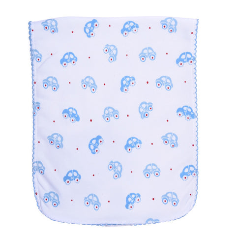 Burp Cloth, Printed Blue Car <br> 100% Peruvian Cotton