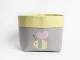 Fabric Storage Basket <br> Pink Bee, Set of 2<br><span style="font-size: 10px;">Can be Personalised</span>