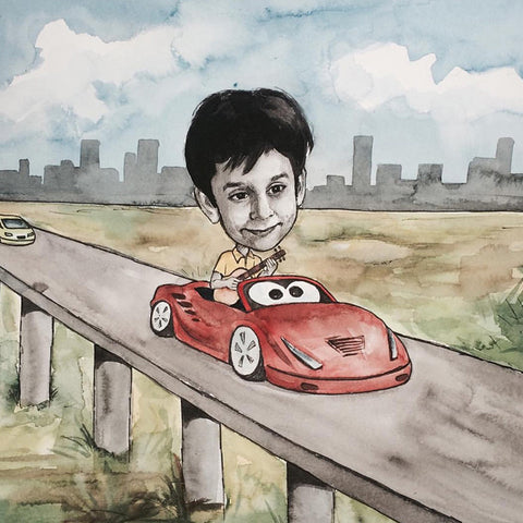 Hand Painted Portrait <br> Car