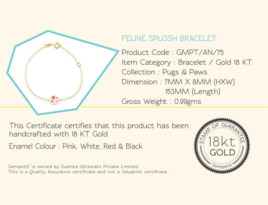18K Gold Feline Splosh Bracelet <br> Pugs & Paws Collection