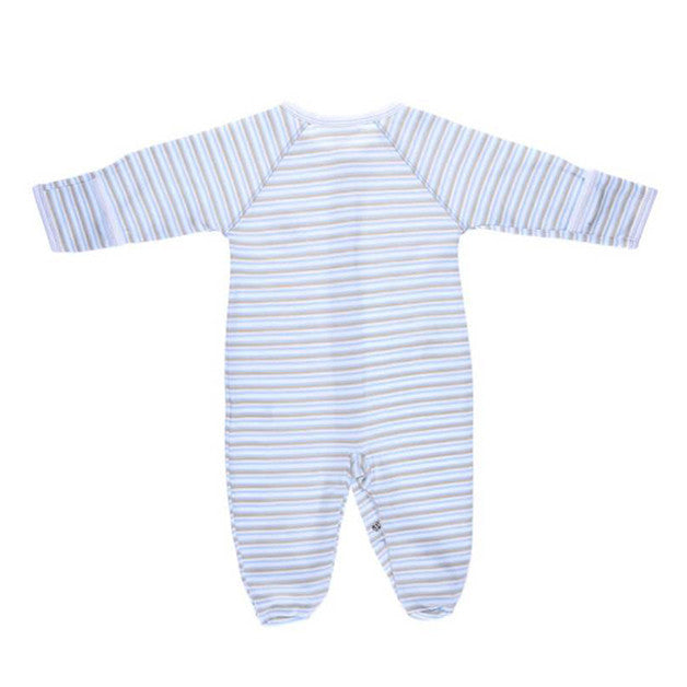 Blue & Brown Stripe Printed Footie
