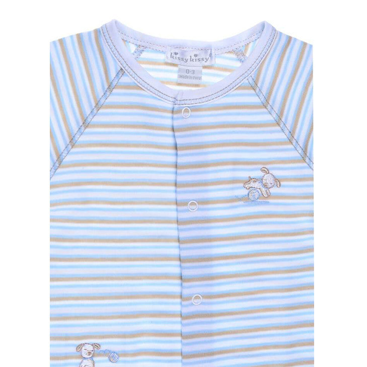 Blue & Brown Stripe Printed Footie