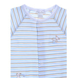 Blue & Brown Stripe Printed Footie