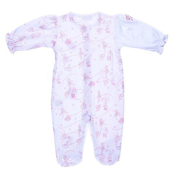 White & Pink Girl Printed Footie