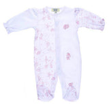 White & Pink Girl Printed Footie