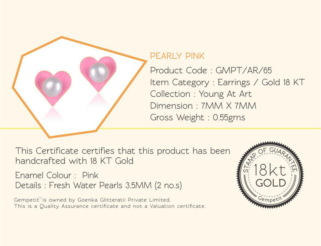 18K Gold Pearly Pink Earrings <br> Young at Art Collection