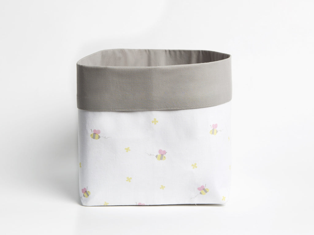 Fabric Storage Basket <br> Pink Bee, Set of 2<br><span style="font-size: 10px;">Can be Personalised</span>