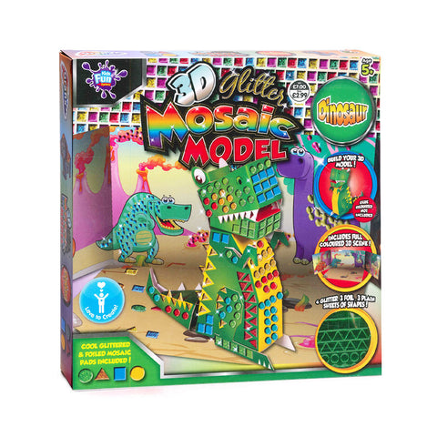 3D Glitter Mosaic Model: Dinosaur<br> <span style="font-size: 11px; font-family:Helvetica,Arial,sans-serif;">Build your 3D Model!</span>