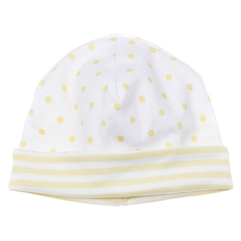 Hat, White & Yellow Dotted <br> 100% Peruvian Cotton