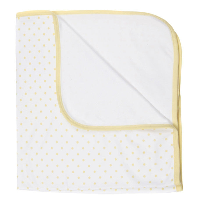 Receiving Blanket, White & Yellow Dotted <br> 100% Peruvian Cotton