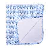 Receiving Blanket, Blue Wave Stripe Printed <br> 100% Peruvian Cotton