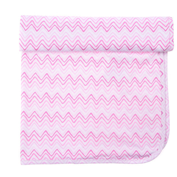 Receiving Blanket, Pink Wave Stripe Printed <br> 100% Peruvian Cotton