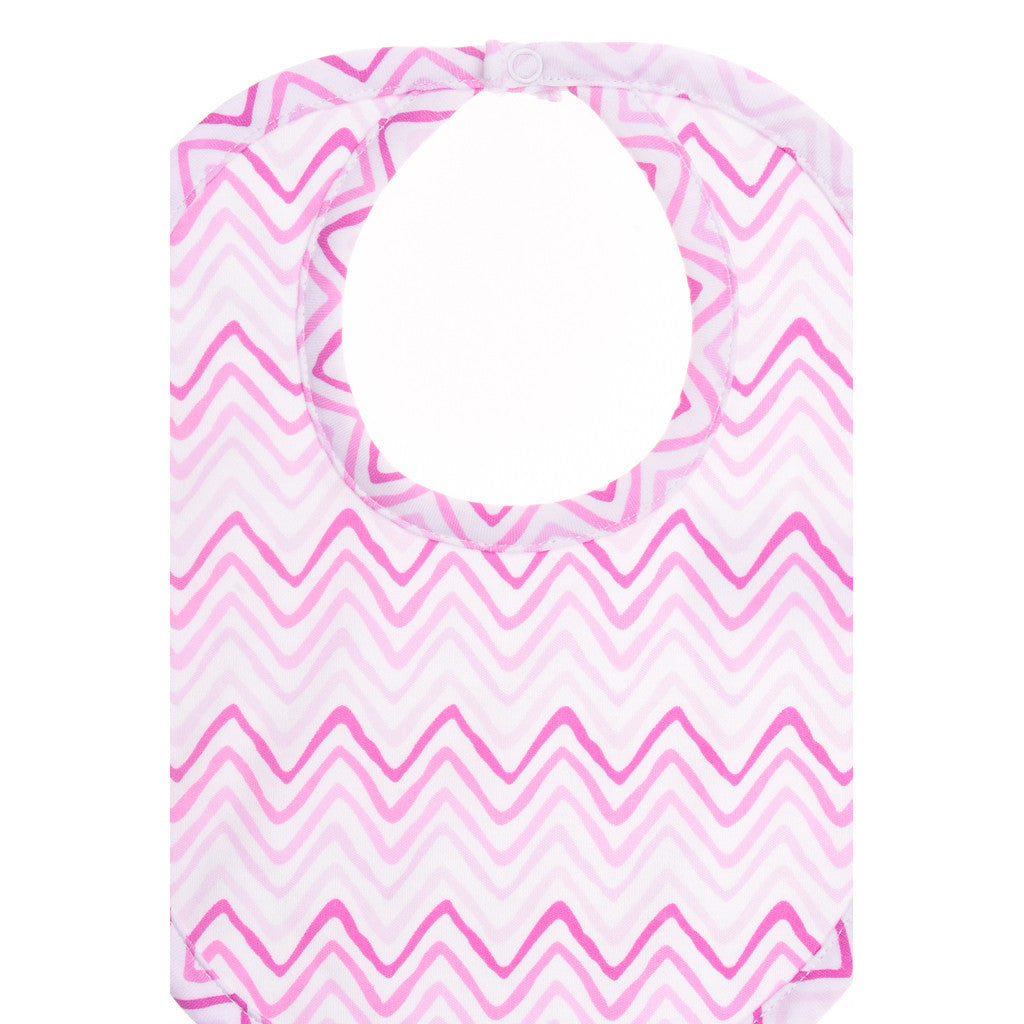Bib, Pink Wave Stripe <br> 100% Peruvian Cotton