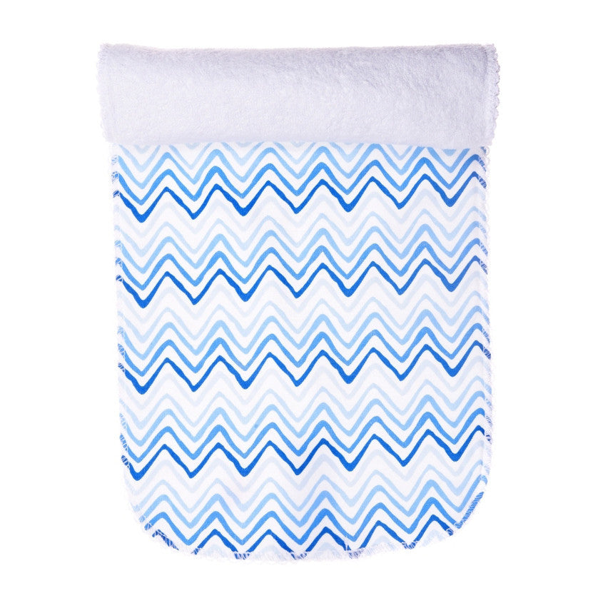 Burp Cloth, Blue Wave Print <br> 100% Peruvian Cotton