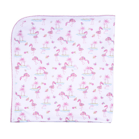 Receiving Blanket, Flamingo Print <br> 100% Peruvian Cotton