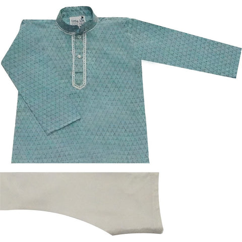 Krishna Mehta Printed Light Blue Kurta Set