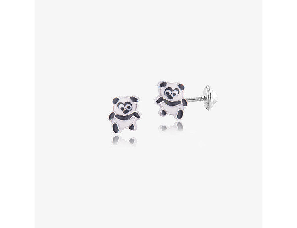 925 Sterling Silver Adorable Little Pandas Earrings <br> Pop Art Silver Collection
