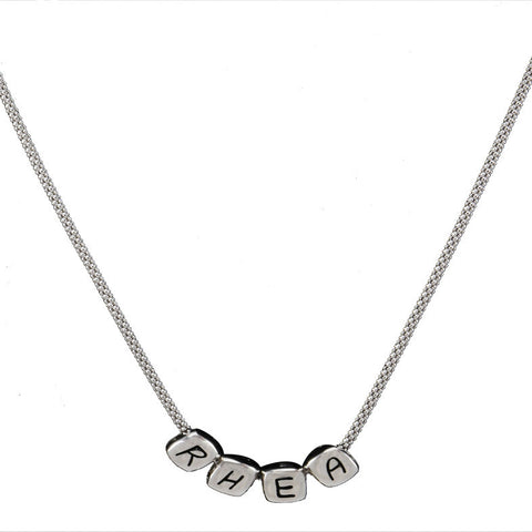 Charm Necklace in 925 Sterling Silver <br> <span style="font-size: 11px; font-family:Helvetica,Arial,sans-serif;">Alphabet Charm Necklace</span>