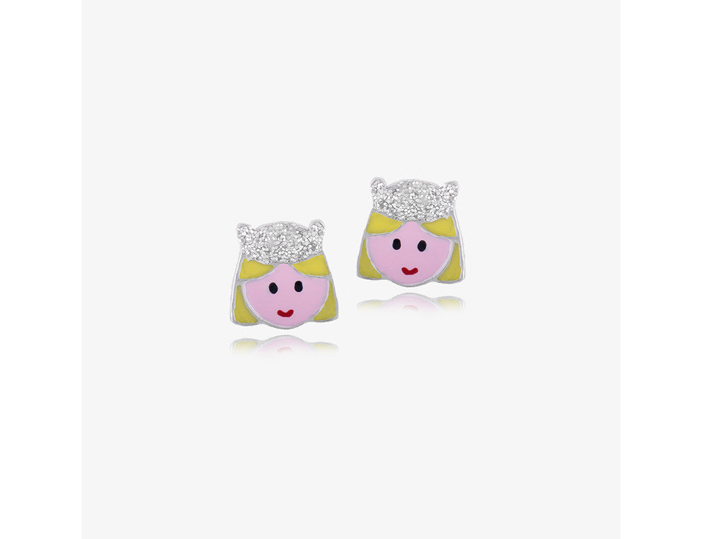 925 Sterling Silver A Princess I Am Earrings <br> Pop Art Silver Collection