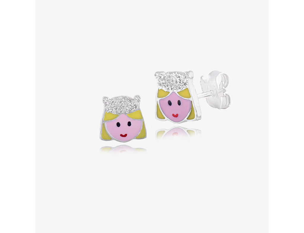 925 Sterling Silver A Princess I Am Earrings <br> Pop Art Silver Collection