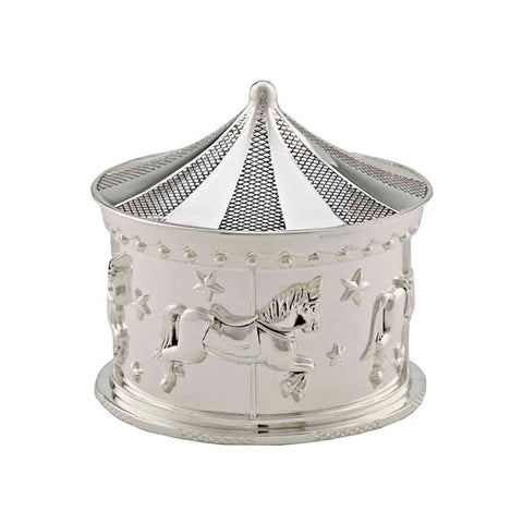 Frazer & Haws 92.5 Silver Plated Carousel Musical Box