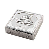 Frazer & Haws 92.5 Silver Plated Square Shape Hinge Box - With Bear Pattern