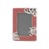 Frazer & Haws 92.5 Silver Plated Photo Frame - W/Bear & Pink Epoxy