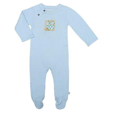 Baby Blue Robot Footie <br> 100% Organic, Non Toxic