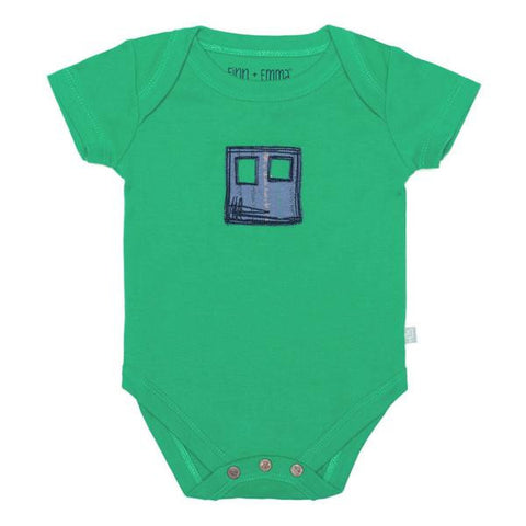 Bright Green Lap Shoulder Bodysuit <br> 100% Organic, Non Toxic