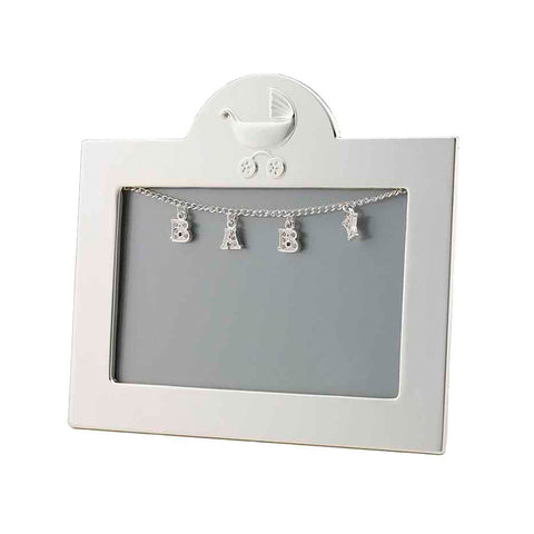 Frazer & Haws 92.5 Silver Plated Photo Frame - With Crystal Baby Charms
