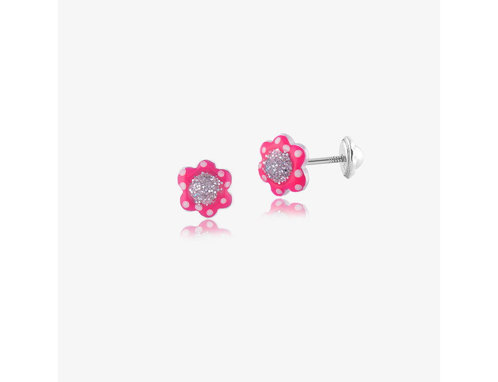 925 Sterling Silver Bling N Bloom Earrings <br> Pop Art Silver Collection