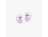 925 Sterling Silver Blushing Kitty Earrings <br> Pop Art Silver Collection