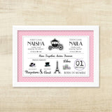 Birth Memory Frame for Twin Girls <br> Parisian
